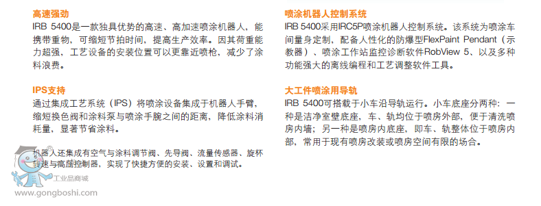 IRB 5400高性能噴涂工藝機器人