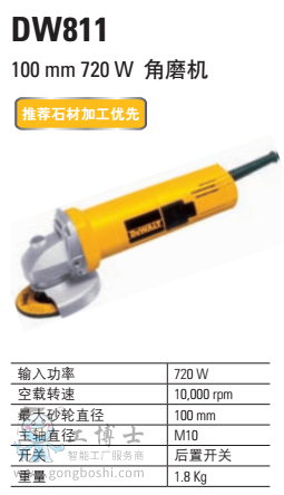 ���ټӹ���ʯ��� 100mm 720 W ��ĥ�C DW811