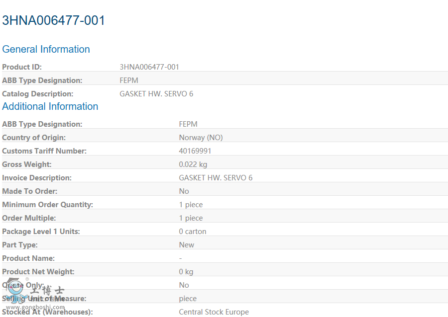 ABB���I�C������� 3HNA006477-001 �|Ƭ